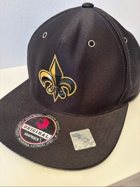 Black Snapback Hat with Gold Saints Emblem pitbull